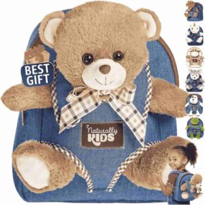 Plush Animal Denim Backpack Best Gift for Kids