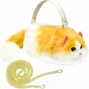 Plush Cat Shaped Crossbody Handbag